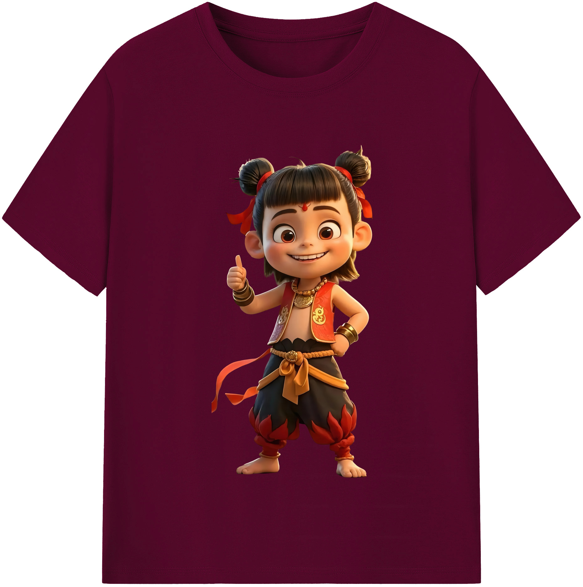 （画像用） Ne Zha 2 ナタ 魔童の大暴れ レディースカジュアルプリントTシャツ（綿100％）